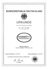 Urkunde über die Eintragung der Marke Garbáty